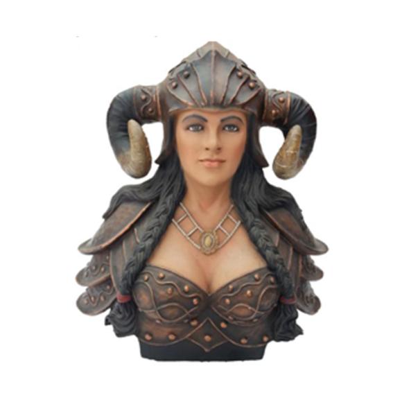 Decorative figure designed as a viking female bust in helmet with horns 70cm