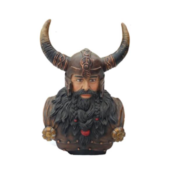 Decorative figure designed as an original colored viking in helmet with horns 70cm