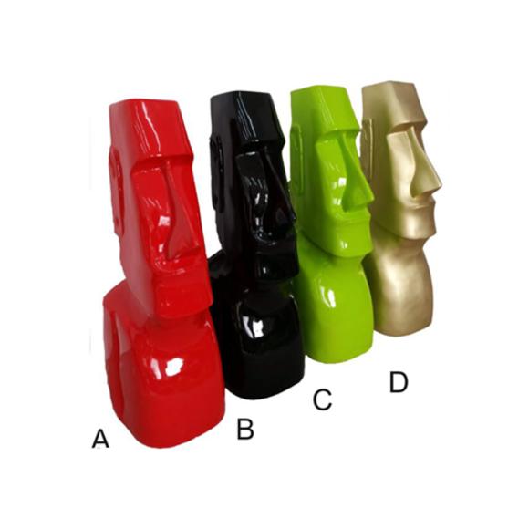 Abstract decorative sculpture designed as a gloss standing colorful moai 75cm