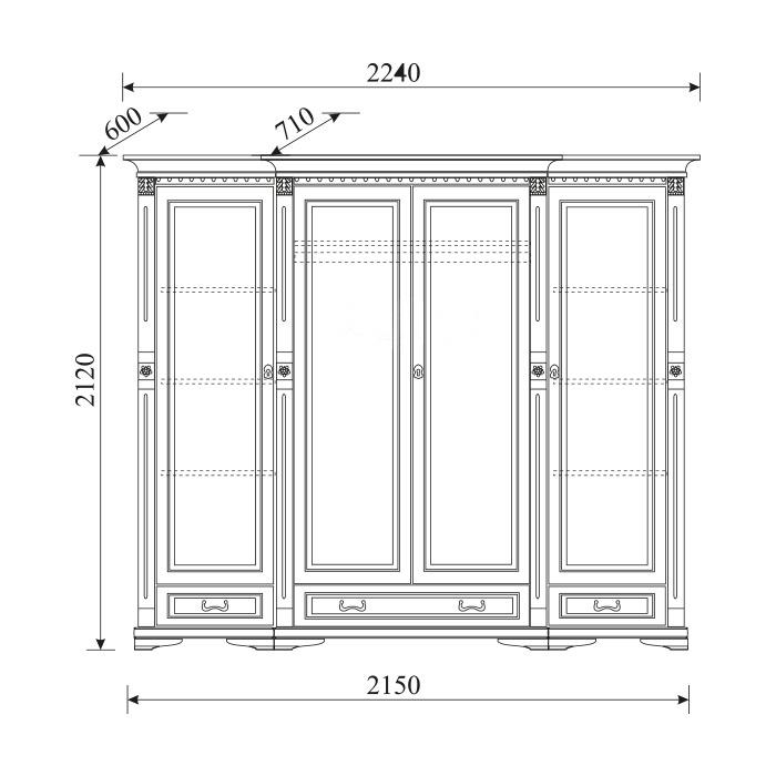 Living room classic style wooden sideboard with 4-swing doors & 3-sliding drawers model - O4D