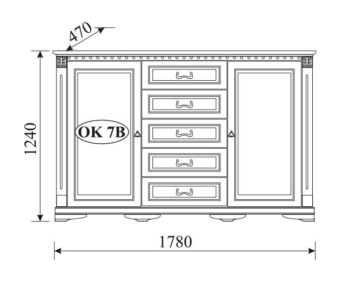 Living room classic wooden sideboad with 5-sliding drawers & 2-swing doors Model - OK7B