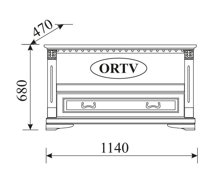 Living room wooden classic TV lowboard with a sliding drawer model - ORTV