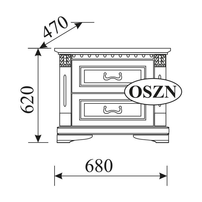 Bedroom classic wooden 2x bedside table with 2-slifng drawers model - OSZN