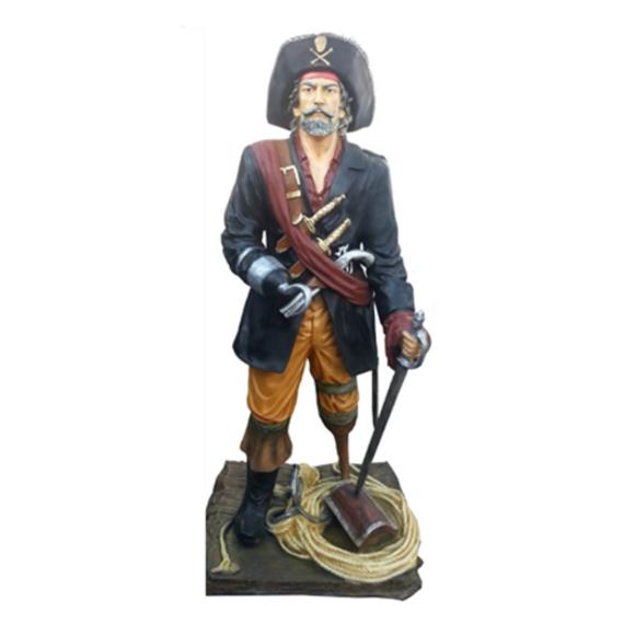 XXL massive decorative sculpture designed as one-handed pirate figure 200 cm height