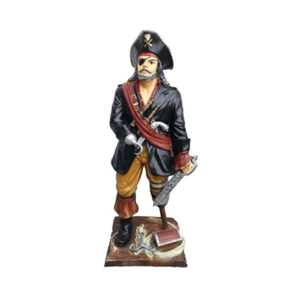 Decorative sculpture designed as an original colored caribbean pirate figure 100cm