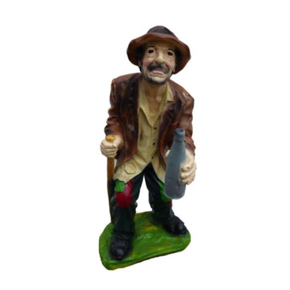 Decorative figure designed as a drunkard with cane & bottle 95cm