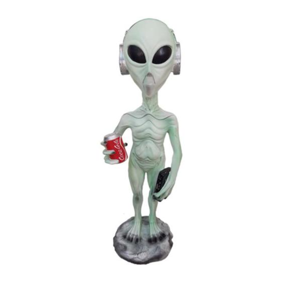 Decorative figure designed as a standing alien with music player & cola 92cm P135