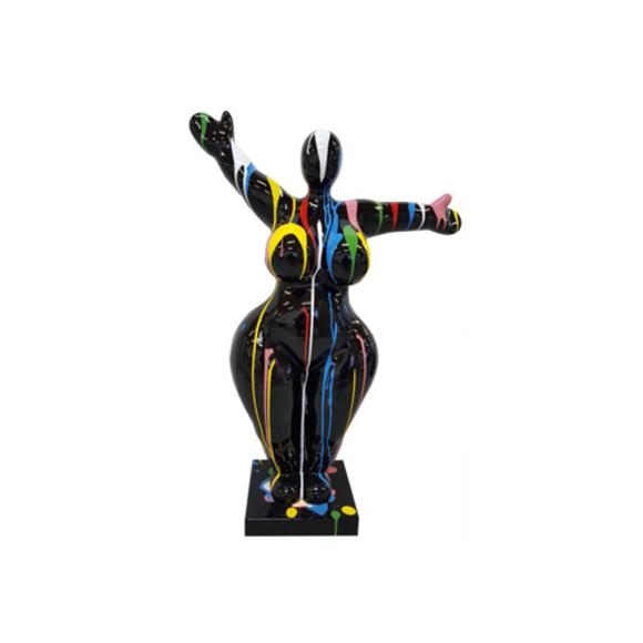 Decorative gloss black colored abstract gymnastic figure in colorful stripes 85cm