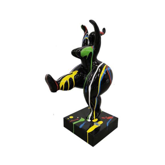 Abstract decorative sculpture designed as gloss black colored gymnastic figure on a stand 50cm