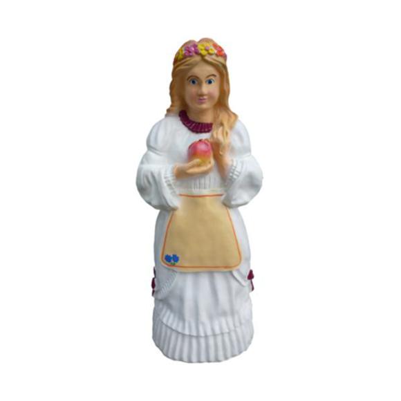 Colorful decorative figure designed as a girl with an apple in a traditional suit 84cm P18