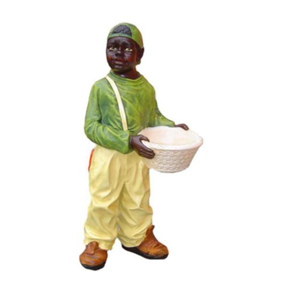 Decorative sculpture designed as an original colored kid with a round basket 90cm USA P36