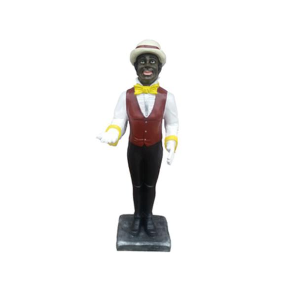 Decorative classic style sculpture designed as an welcoming waiter on a stand figure 95cm