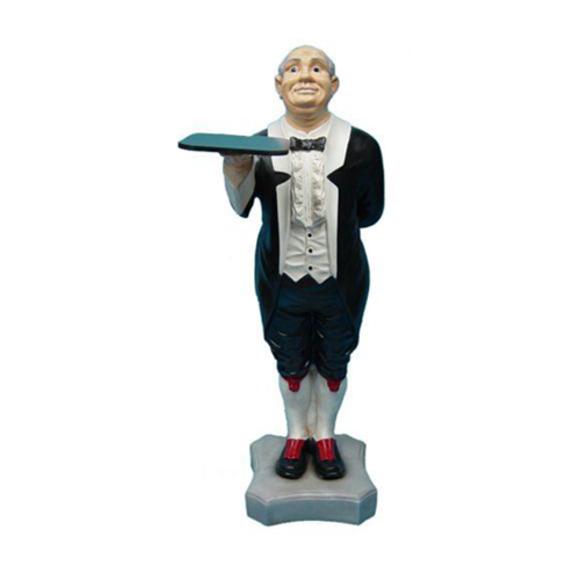 Gastronomy decorative figure designed as a classic dressed waiter with a tray 110cm