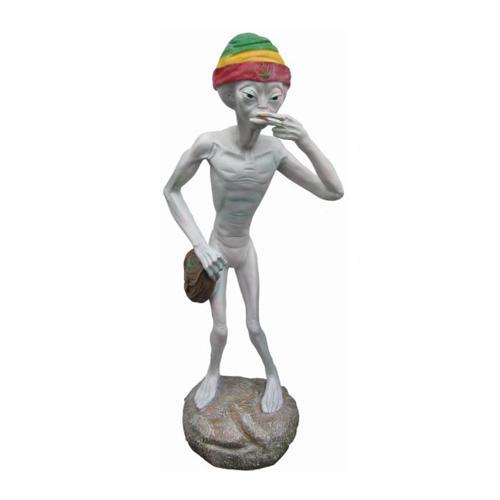 Smoking grey colored alien figure decorative sculpture 132 cm height