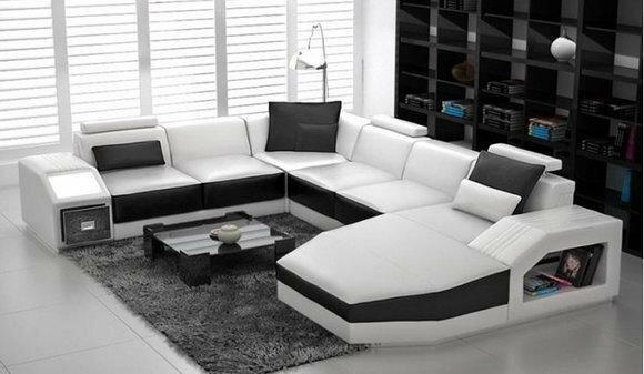 Corner Sofa Couch Upholstery Leather Set Living Room Corner Living White PHM110