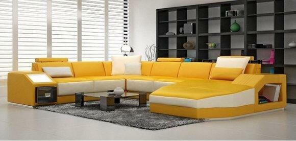 Corner Sofa Couch Upholstery Leather Set Living Room Corner Living Yellow PHM110