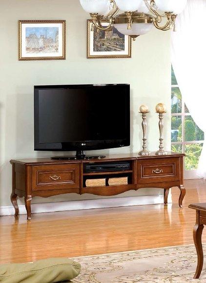 Living room wooden TV lowboard in classic style italian furniture prato collection Model PR-RTV-D