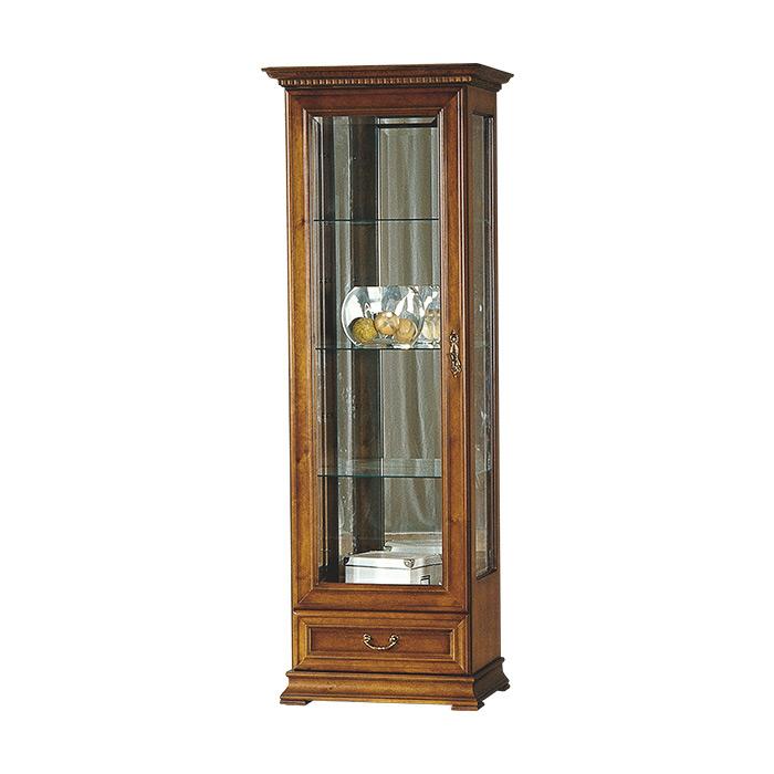 Living room classic country style wooden cupboard with glass shelves & sliding drawer Model R-W1