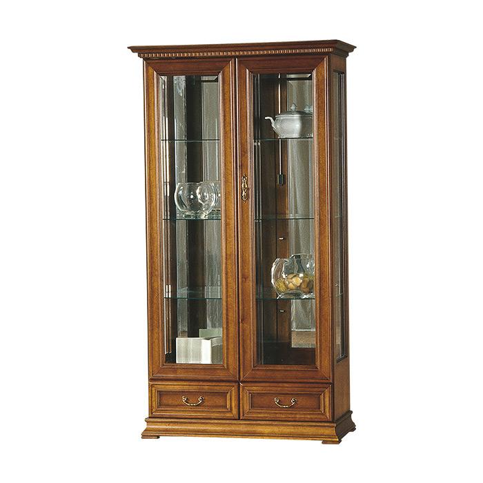 Living room classic wooden showcase with 2-sliding drawers & 2-swing doors model - R-W3