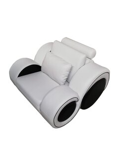 Designer Armchair Relax Chair Footrest Couch Racing Gamer White Black IMMEDIATELY