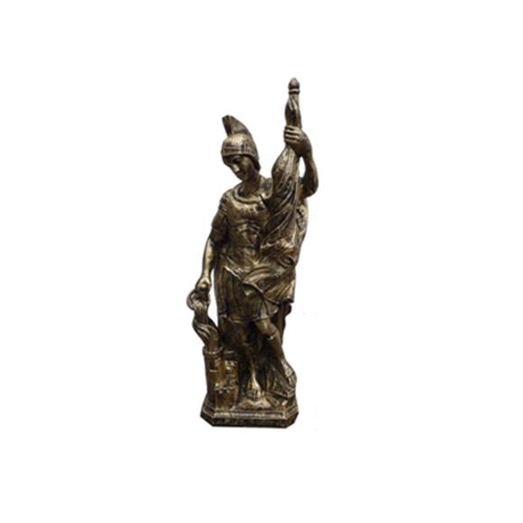 Decorative golden colored sculpture designed as an antique roman figure 50cm