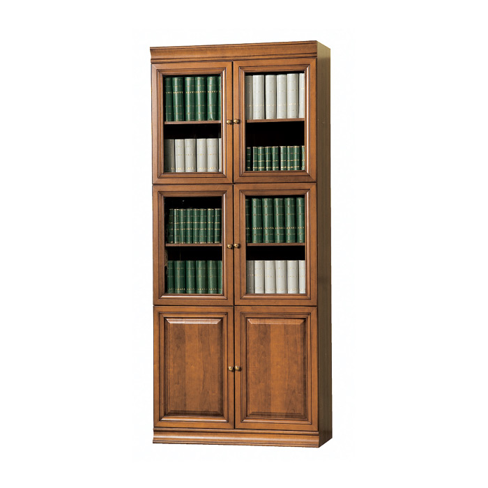 Classic country style wooden bookcase with 6-swing doors model - SE-1