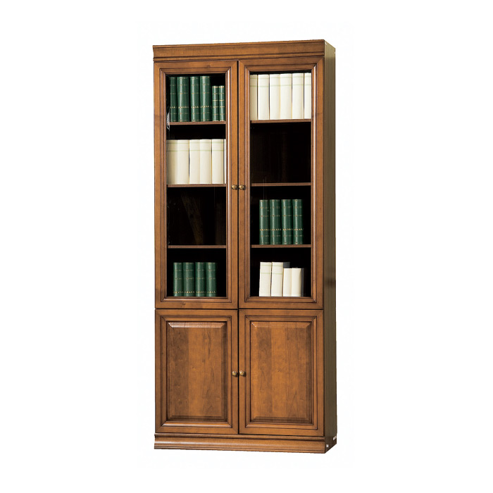 Classic country style wooden bookcase with 4-swing doors model - SE-2