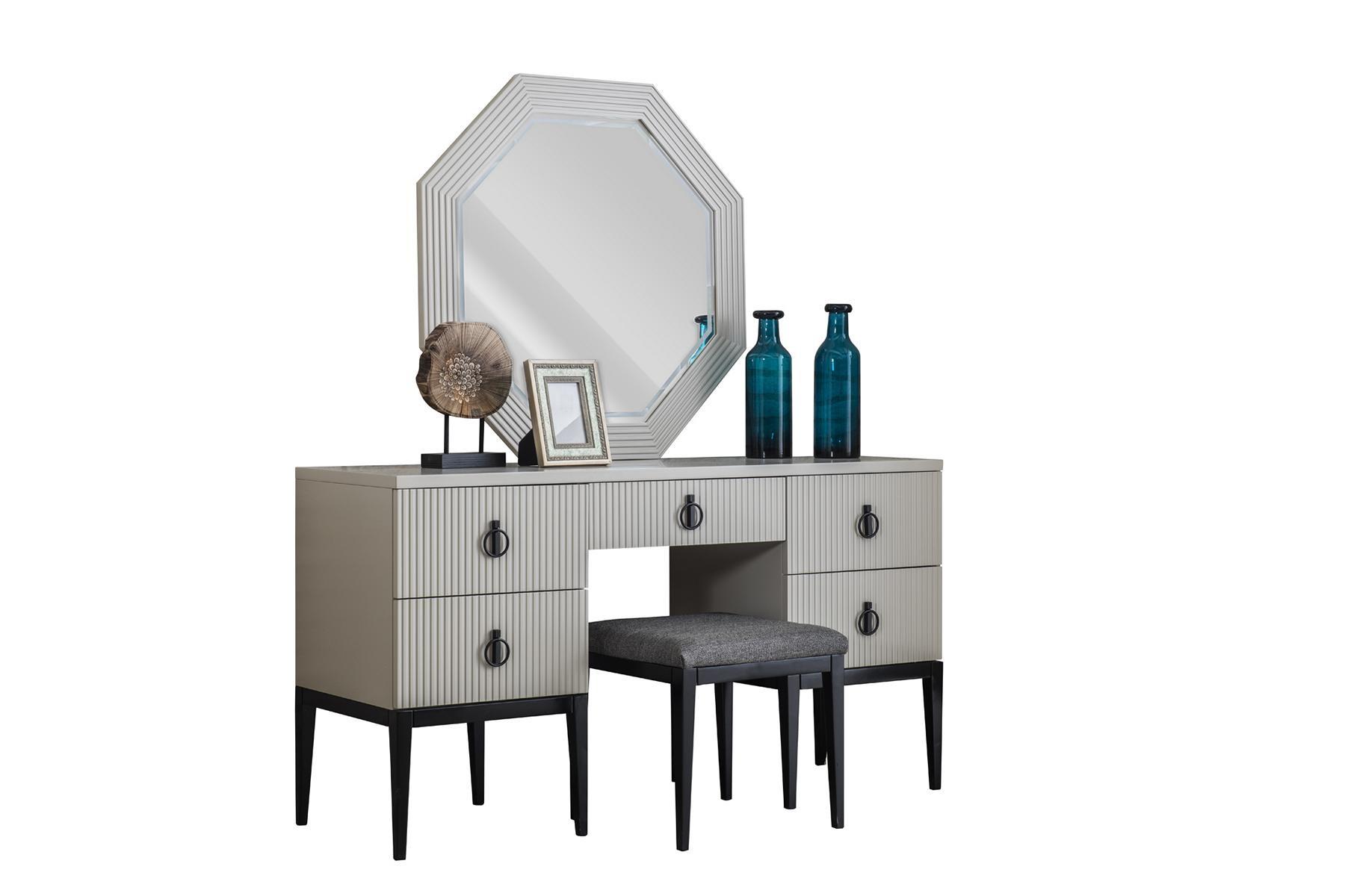 Dressing Table with Mirror Grey Bedroom JV Furniture Design Console Stool New