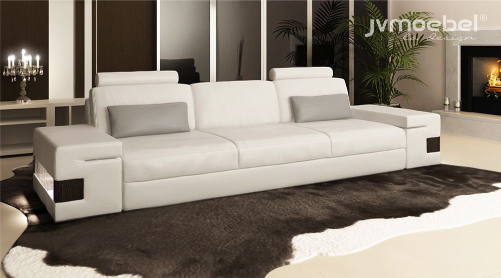 Modern luxury designer sofa 3 seater furniture upholstery textile white couches xxl large