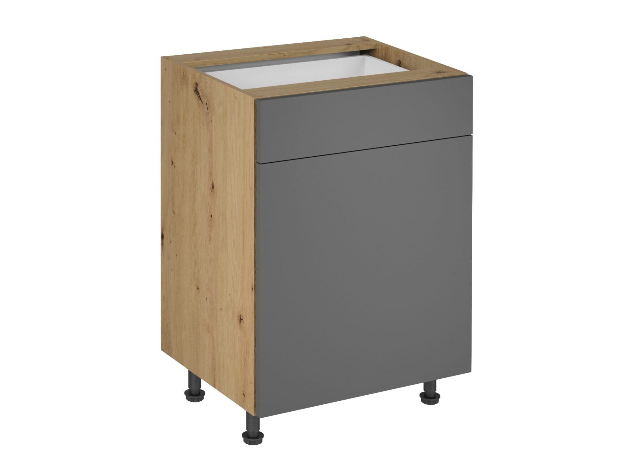 MODERN KITCHEN BASE UNIT WITH TWO STORAGE COMPARTMENTS IN GREY FOR KITCHENS D60S1 (P/L)