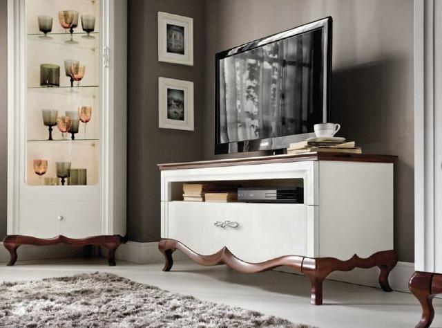 Wooden TV lowboard with a sliding door in nouveau style italian furniture milano collection MI-RTVA