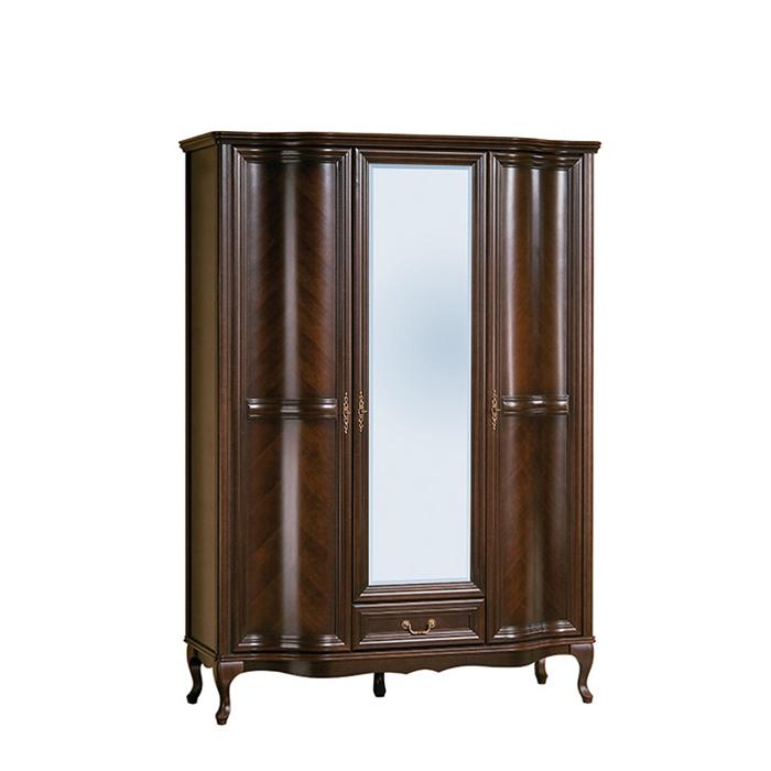 Wooden wardrobe with 3 swing doors & mirror italian furniture wersal collection Model W-3D