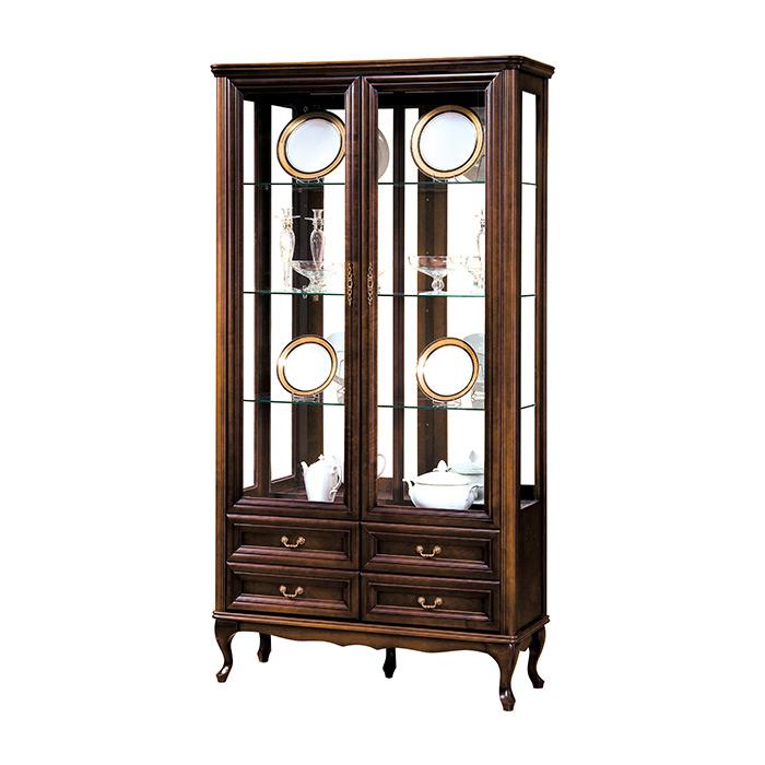 Classic wooden cupboard with 2-swing glass doors & 4-sliding drawers italian furniture wersal collection model - W-W2