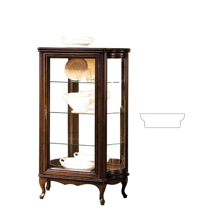 Classic wooden showcase with 3-glass shelves italian furniture wersal collection model - W-W3-4