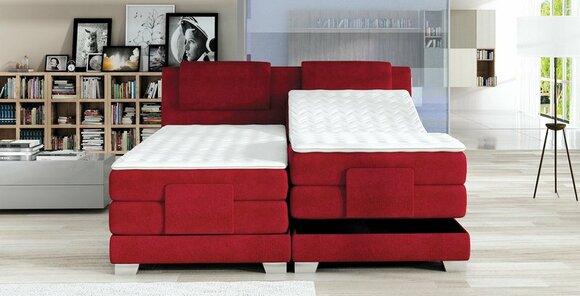 Modern style massive marriage double bed in modern style with topper fabric upholstered model - WAVE