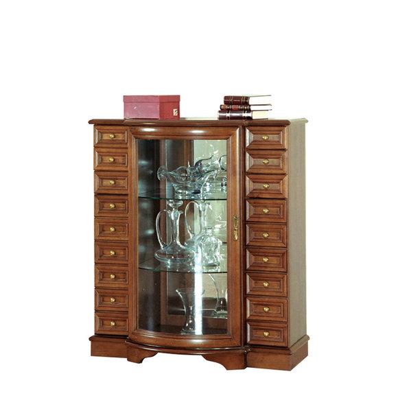 Living room wooden cupboard with 18-sliding drawers & glass shelves Model Z-KS2