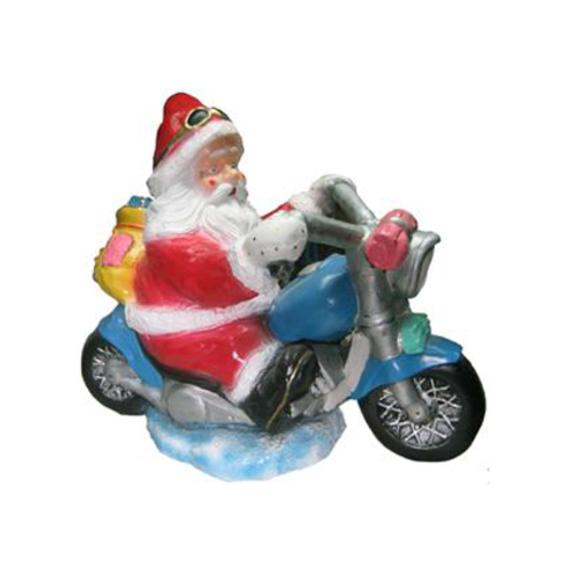 Colorful decorative sculpture designed as santa claus on a bike 60cm