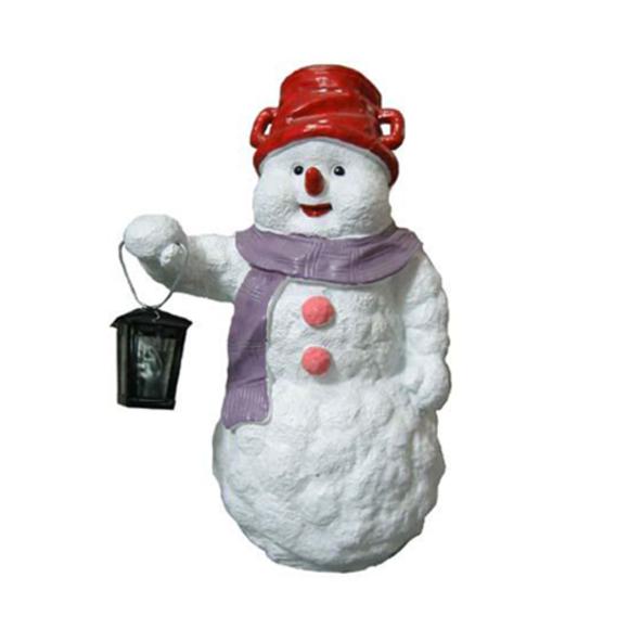 White colored decorative sculpture designed as a snowman with a lamp 45cm