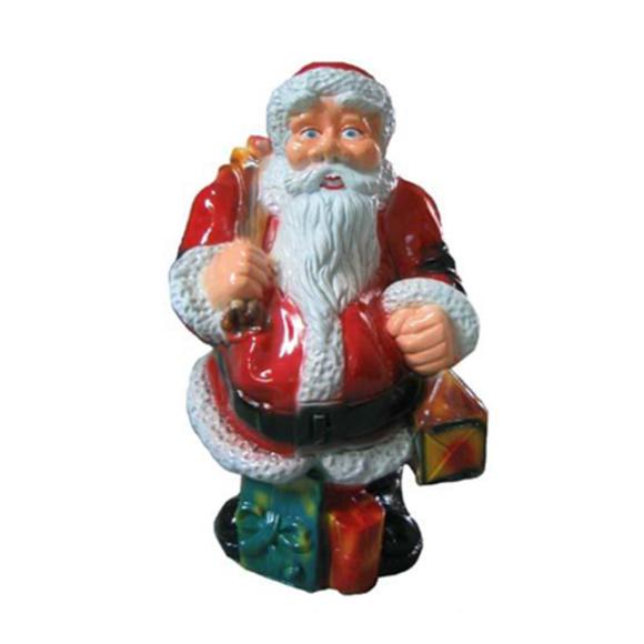 Decorative gloss sculpture designed as a colorful santa claus with a lamp 59cm