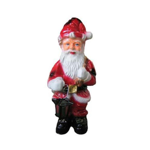 Decorative sculpture designed as a colorful gloss standing santa claus with a lamp 78cm