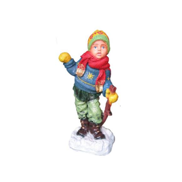 Decorative sculpture designed as a christmas boy playing on a winter 79cm