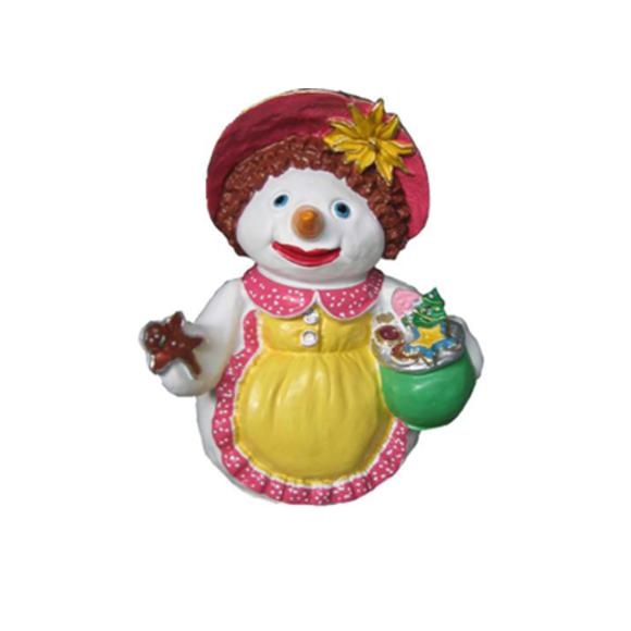 Decorative figure designed as a white colorful snowman woman 32cm