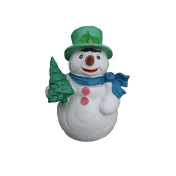 Christmas decorative figure designed as a standing snowman with a christmas tree 32cm