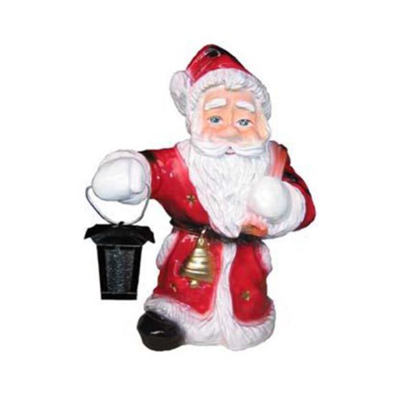 Christmas decorative sculpture designed as a standing santa claus with lamp & bell 42cm