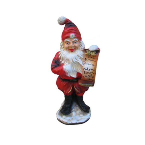 Christmas decorative sculpture designed as a standing santa claus with a scroll 41cm