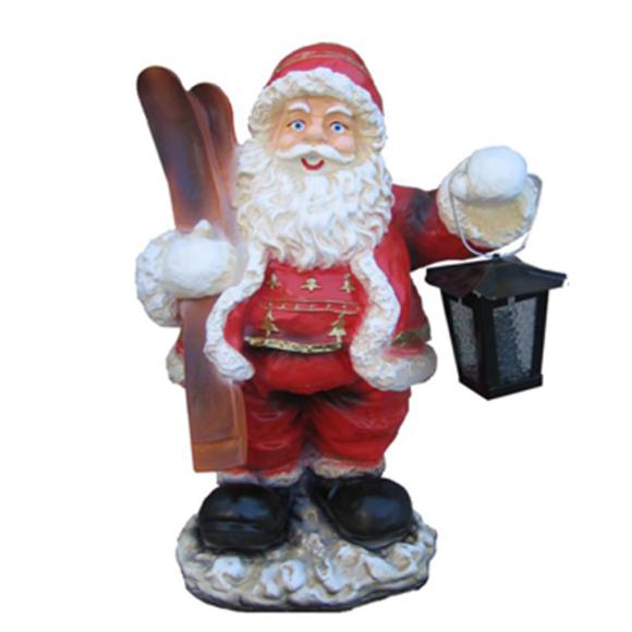 Christmas decorative sculpture designed as a santa claus with skis & lamp 41cm