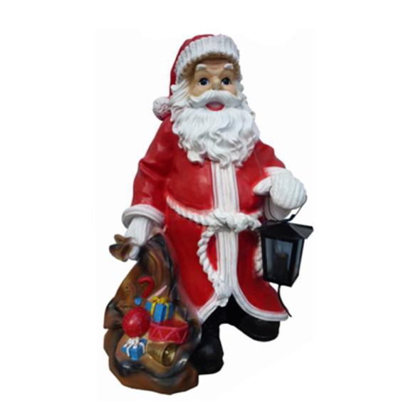 Christmas decorative sculpture designed as a standing santa claus with lamp & presents 75cm