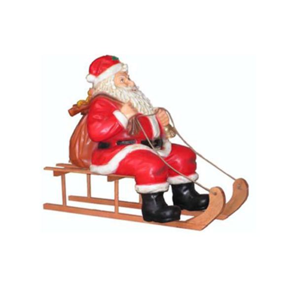 Christmas decorative sculpture designed as a santa claus on a wooden sleigh 44cm