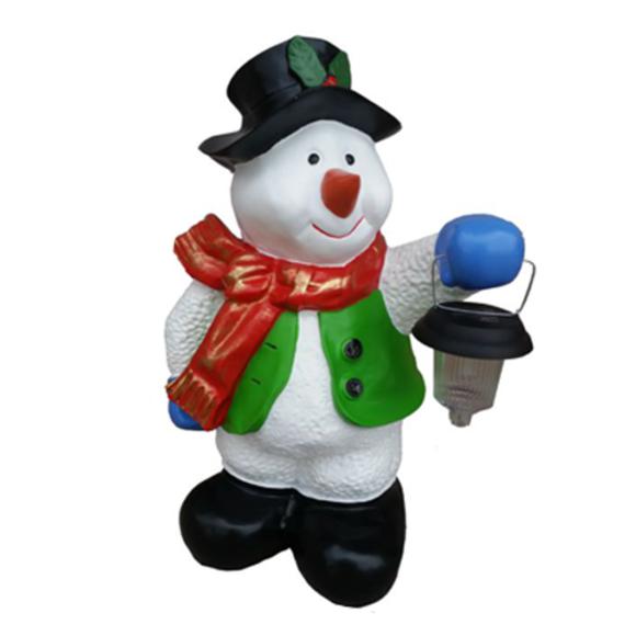 Christmas decorative figure designed as a white colored snowman with a lamp 54cm