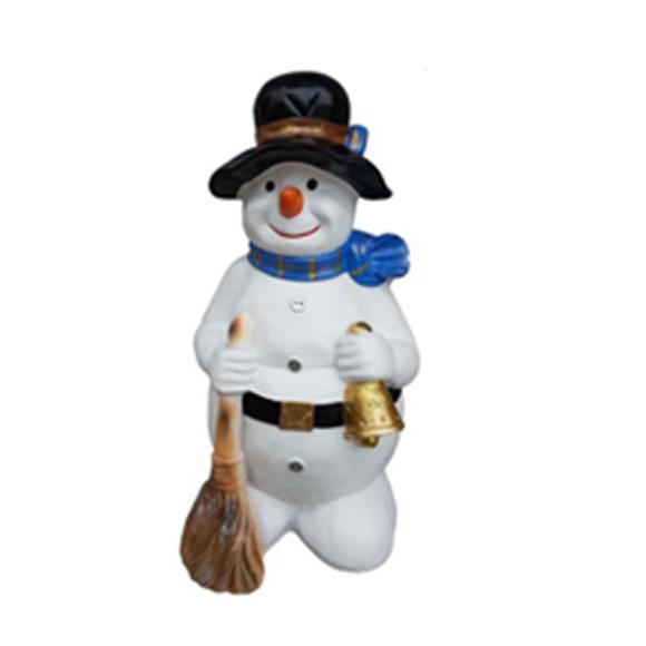 Christmas decorative figure designed as a snowman with a broom & a bell 68cm